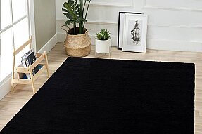 Jassrug Tavşan Tüyü Kürk Halı 120x180 Siyah - Jassrug
