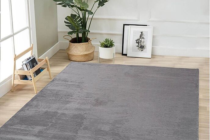 Jassrug Soft Tavşan Tüyü Kürk Halı 160x230 Antrasit - 1