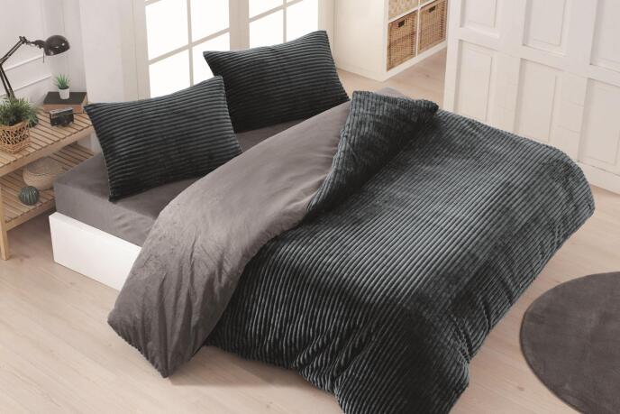 Merinos Eternity Fitilli 4 Parça Çift Kişilik Nevresim Takımı 200x220 Antrasit - 1