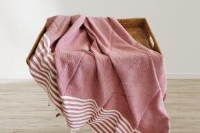 Aksu Summer Line Çok Amaçlı Örtü Pike Koltuk Örtüsü 170x220 Gül Kurusu - 1