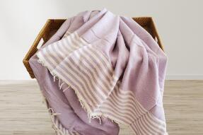 Aksu Summer Line Çok Amaçlı Örtü Pike Koltuk Örtüsü 170x220 Lila - 1