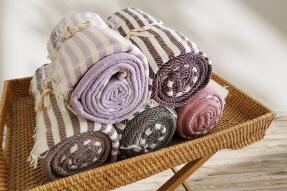 Aksu Summer Line Çok Amaçlı Örtü Pike Koltuk Örtüsü 170x220 Lila - 2