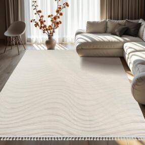 Dinarsu Alaçatı Püsküllü Kaymaz Taban Halı 150x230 Ariso Açık Bej - 2