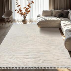 Dinarsu Alaçatı Püsküllü Kaymaz Taban Halı 150x230 Hex Açık Bej - 2