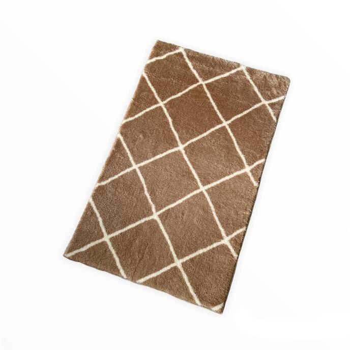 Jassrug Royal Kaymaz Taban Banyo Halısı 50x80 Diamond Sütlü Kahve - 1