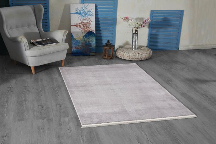 Jassrug Royal Püsküllü Kaymaz Taban Halı 120X180 Açık Gri - 1