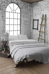 Dolce Bonita Home Tek Kişilik Ponponlu Pike Battaniye 150x200 Gri - Dolce Bonita Home