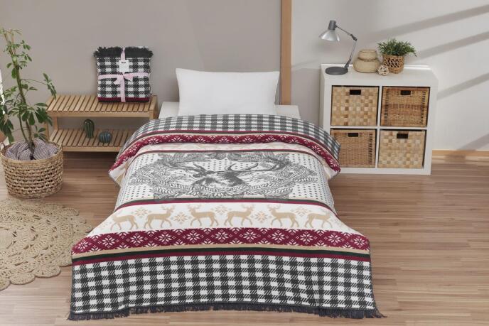 Dolce Bonita Home Tek Kişilik Pamuklu Çift Taraflı Battaniye 150x200 Adali - 1