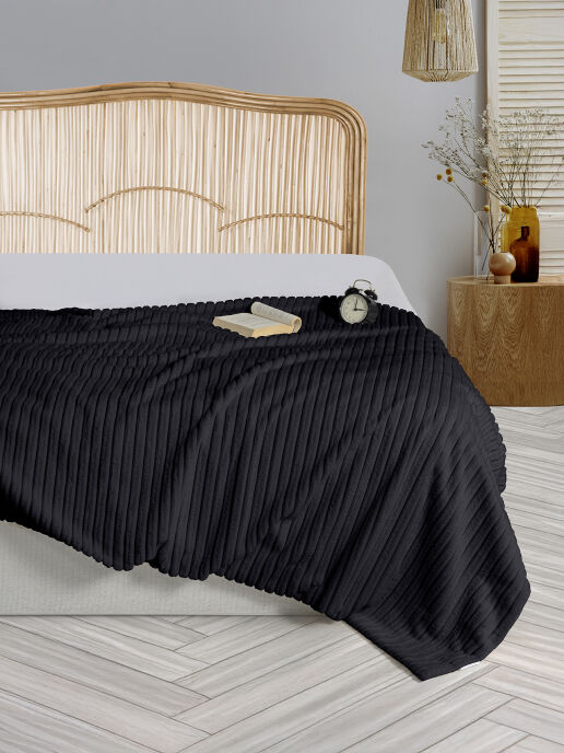 Dolce Bonita Home Wellsoft Fitilli Battaniye 150x220 Antrasit - Uyku Bandı Hediyeli - 1