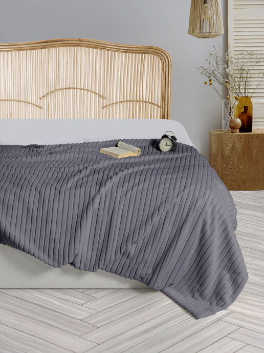 Dolce Bonita Home Wellsoft Fitilli Battaniye 150x220 Gri - Uyku Bandı Hediyeli - 1