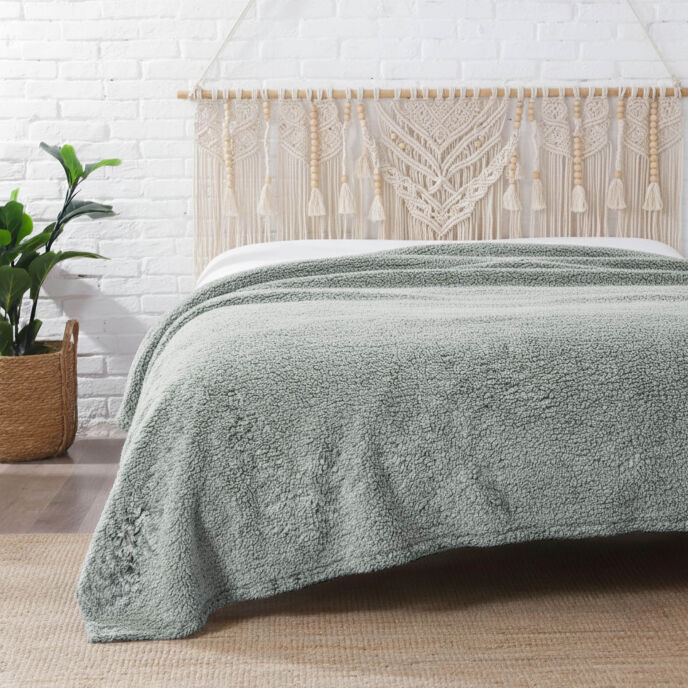 Dolce Bonita Home Wellsoft Sherpa Battaniye 150x220 Haki - Uyku Bandı Hediyeli - 1