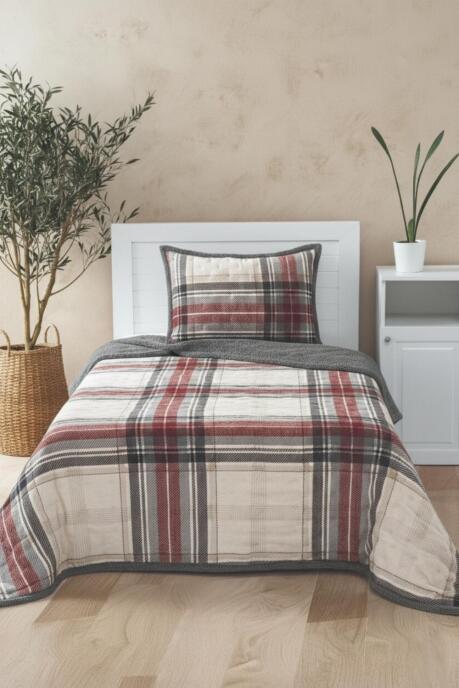 Merinos All Day 2 Parça Yatak Örtüsü Seti Tek Kutulu Dureau Gri - 1