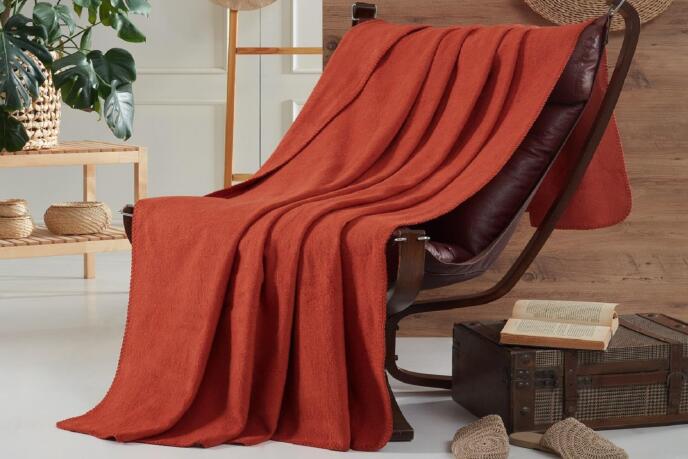 Aksu Brighton Collection Pamuklu TV Battaniye 130x170 Kiremit - 1