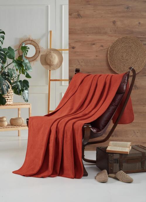 Aksu Brighton Collection Pamuklu TV Battaniye 130x170 Kiremit - 2