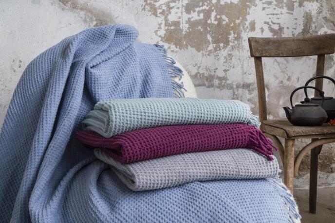 Aksu Brighton Collection Waffle Püsküllü TV Battaniye 130x170 Açık Mavi - 2