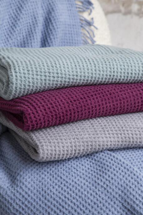 Aksu Brighton Collection Waffle Püsküllü TV Battaniye 130x170 Açık Mavi - 3