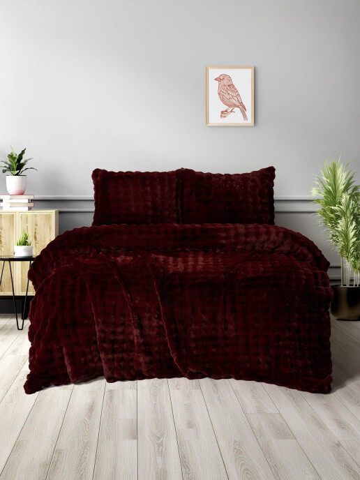Merinos Dıamond 3 Parça Bubble Comforter Yorgan Seti 220x240 Bordo - 1