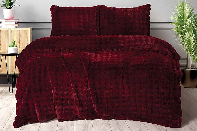 Merinos Dıamond 3 Parça Bubble Comforter Yorgan Seti 220x240 Bordo - 1
