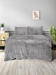 Merinos Dıamond 3 Parça Bubble Comforter Yorgan Seti 220x240 Gri - Merinos