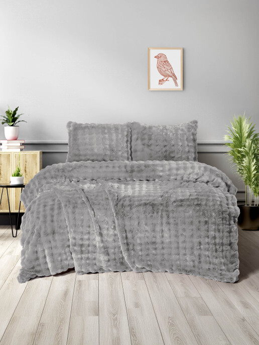 Merinos Dıamond 3 Parça Bubble Comforter Yorgan Seti 220x240 Gri - 1
