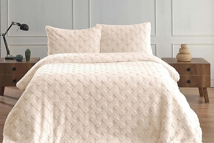 Merinos Dıamond 3 Parça Pietra Comforter Yorgan Seti 220x240 Bej - 1