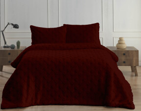 Merinos Dıamond 3 Parça Pietra Kürk Comforter Set Bordo - Merinos