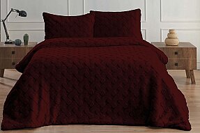 Merinos Dıamond 3 Parça Pietra Kürk Comforter Set Bordo - Merinos