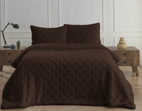 Merinos Dıamond 3 Parça Pietra Kürk Comforter Set Kahve - Merinos